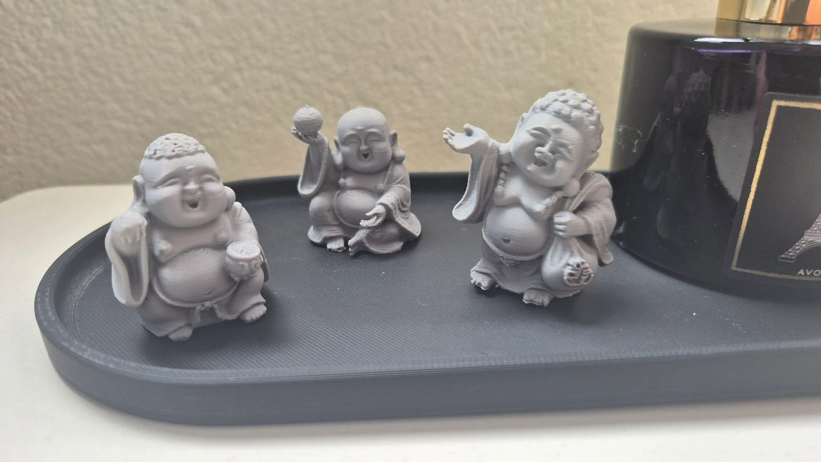 Conjunto 3 Pequenos Budas Decorativos da Felicidade